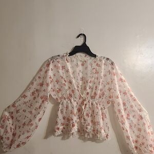 Loves Notes Floral Chiffon Blouse Size S